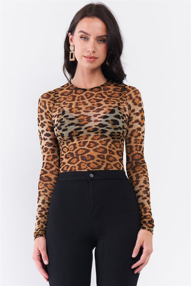 Leopard Print Mesh Bodysuit