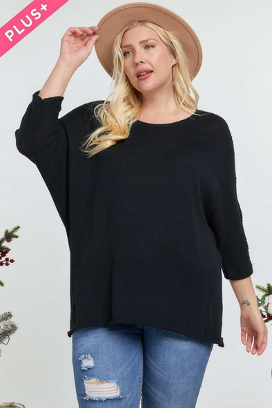 Plus Size Black Broderie Anglaise Detail Sweater