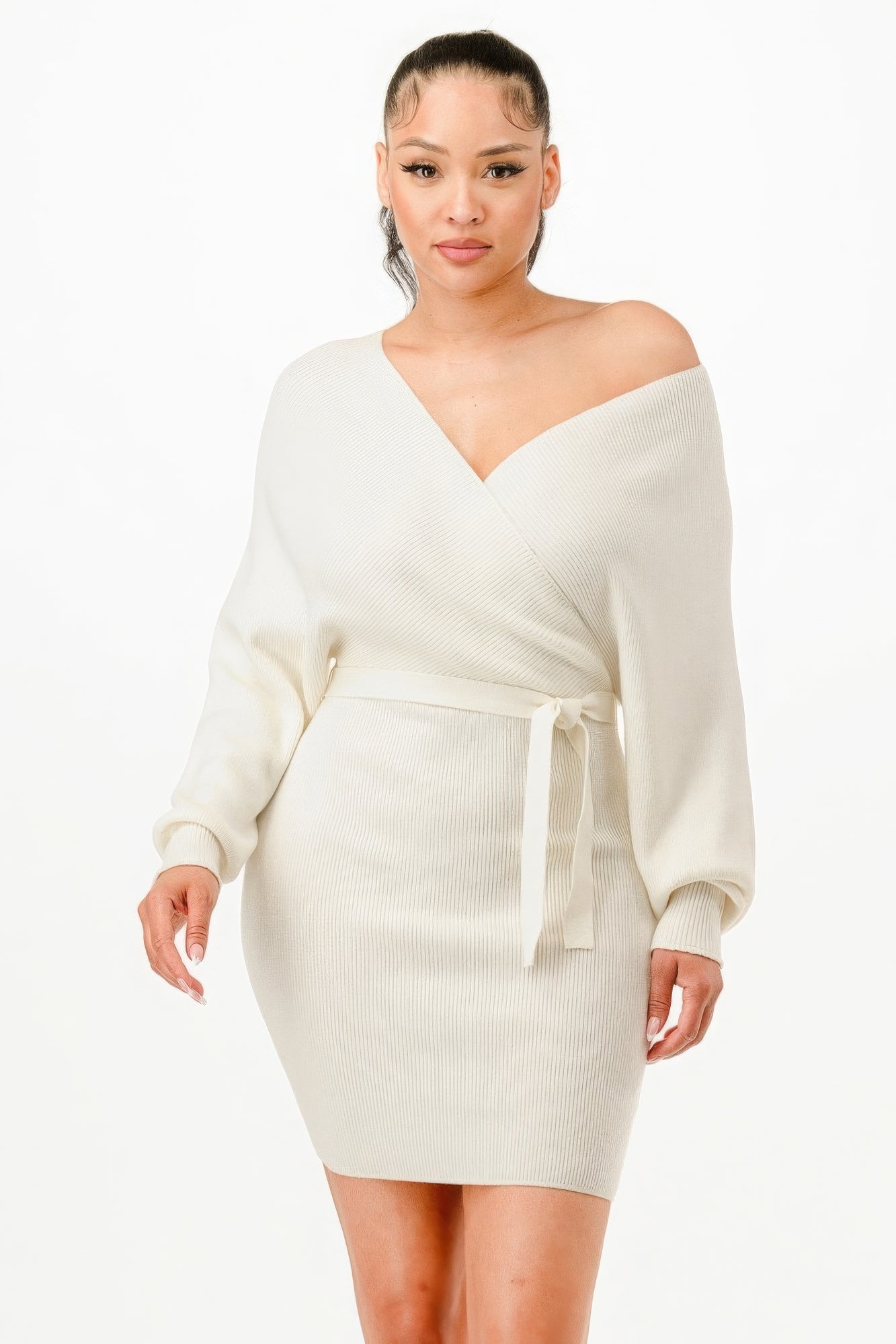 plus size cream sweater dress Handmade Beige Wool Touch Boucle Midi Sweater Dress, Plus Size