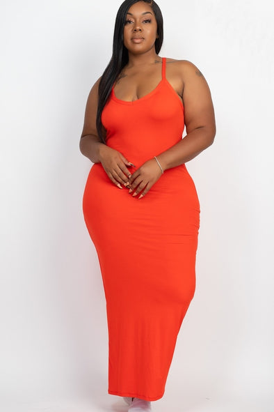 Plus Size Orange Bodycon Maxi Dress