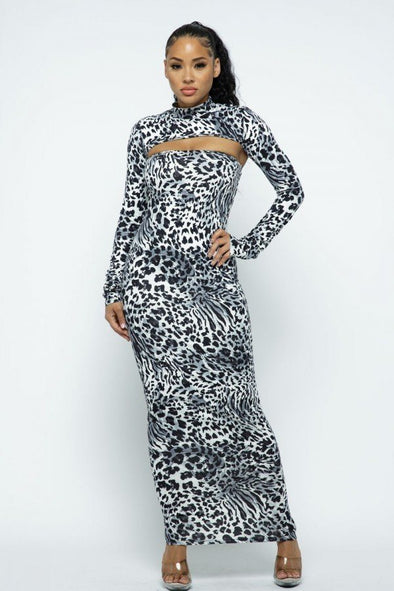 Cheetah Print Super Crop Top & Maxi Dress