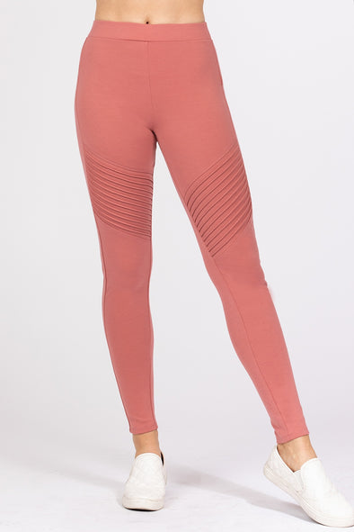 Coral Pink Moto Detail Leggings