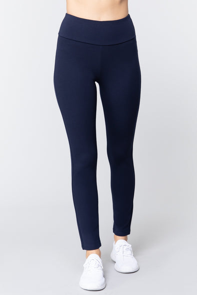 Navy Blue Straight Leg Ponte Pants