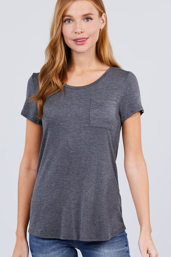 Charcoal Short Sleeve Pocket Tee