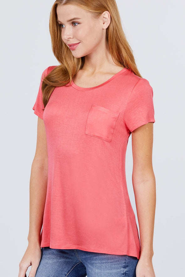 Coral Short Sleeve Pocket Tee