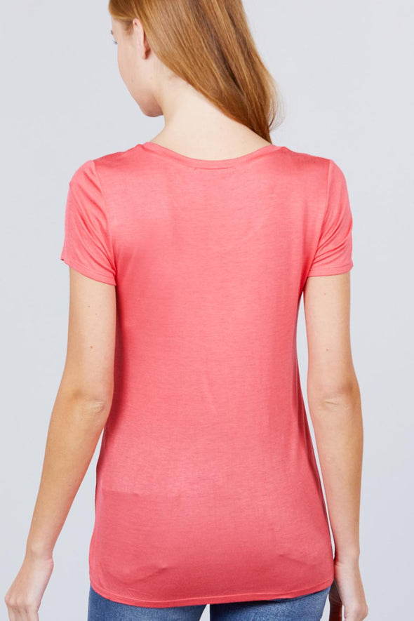 Coral Short Sleeve Pocket Tee