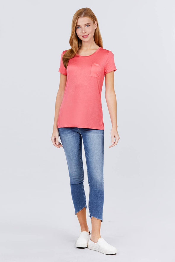 Coral Short Sleeve Pocket Tee