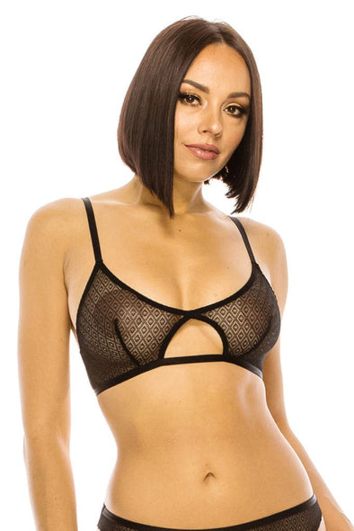 Black Cut Out Mesh Bralette