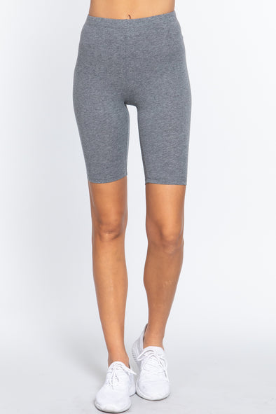 Heather Grey Cotton Biker Shorts