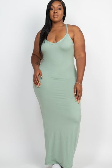 Plus Size Sage Green Bodycon Maxi Dress