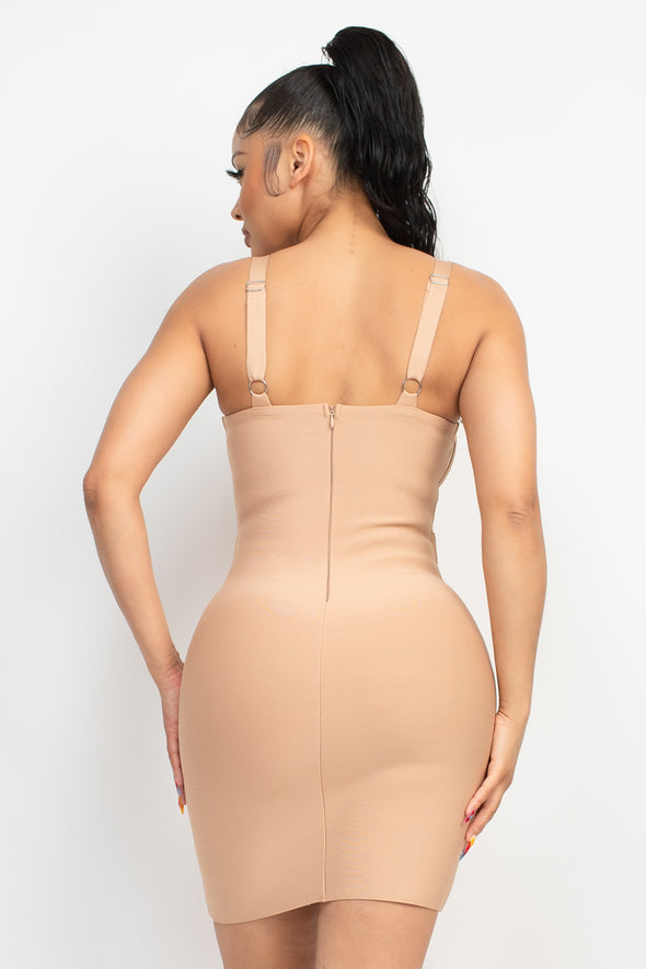 Beige Bustier Bandage Mini Dress