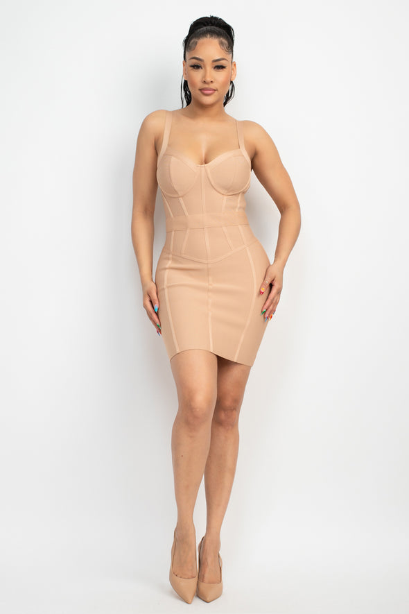 Beige Bustier Bandage Mini Dress