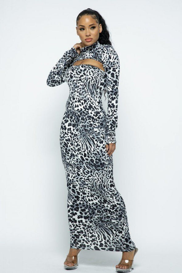 Cheetah Print Super Crop Top & Maxi Dress